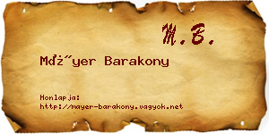 Máyer Barakony névjegykártya